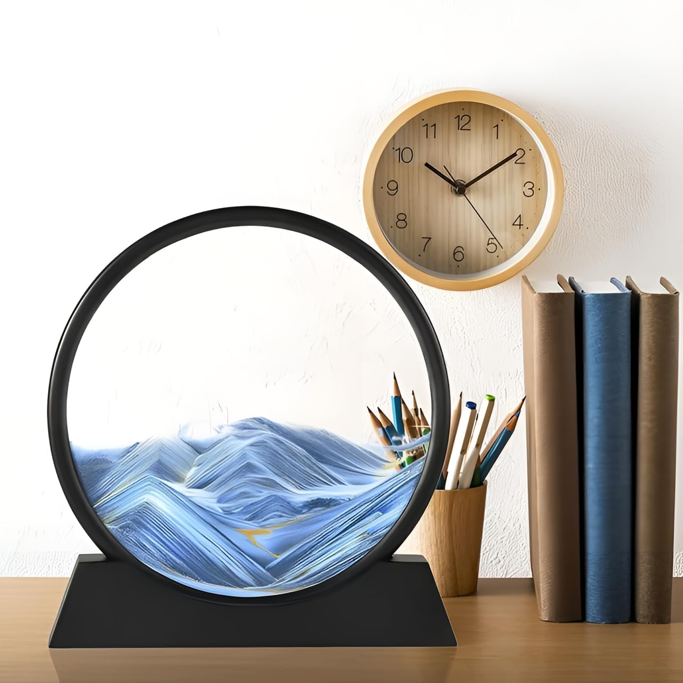 Sand Art Showpiece for Home Office Desktop Decoration, 3D Dynamic Sand Art Glass Frame, 7.5 Inch Moving